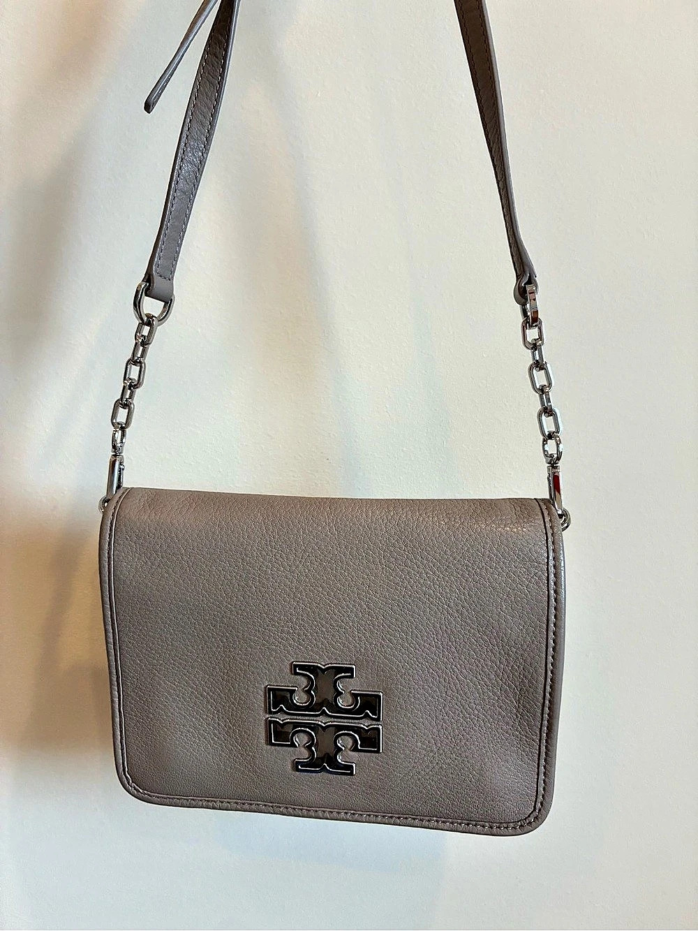 Tory Burch Britten Combo Shoulder Bag Gray Crossbody.